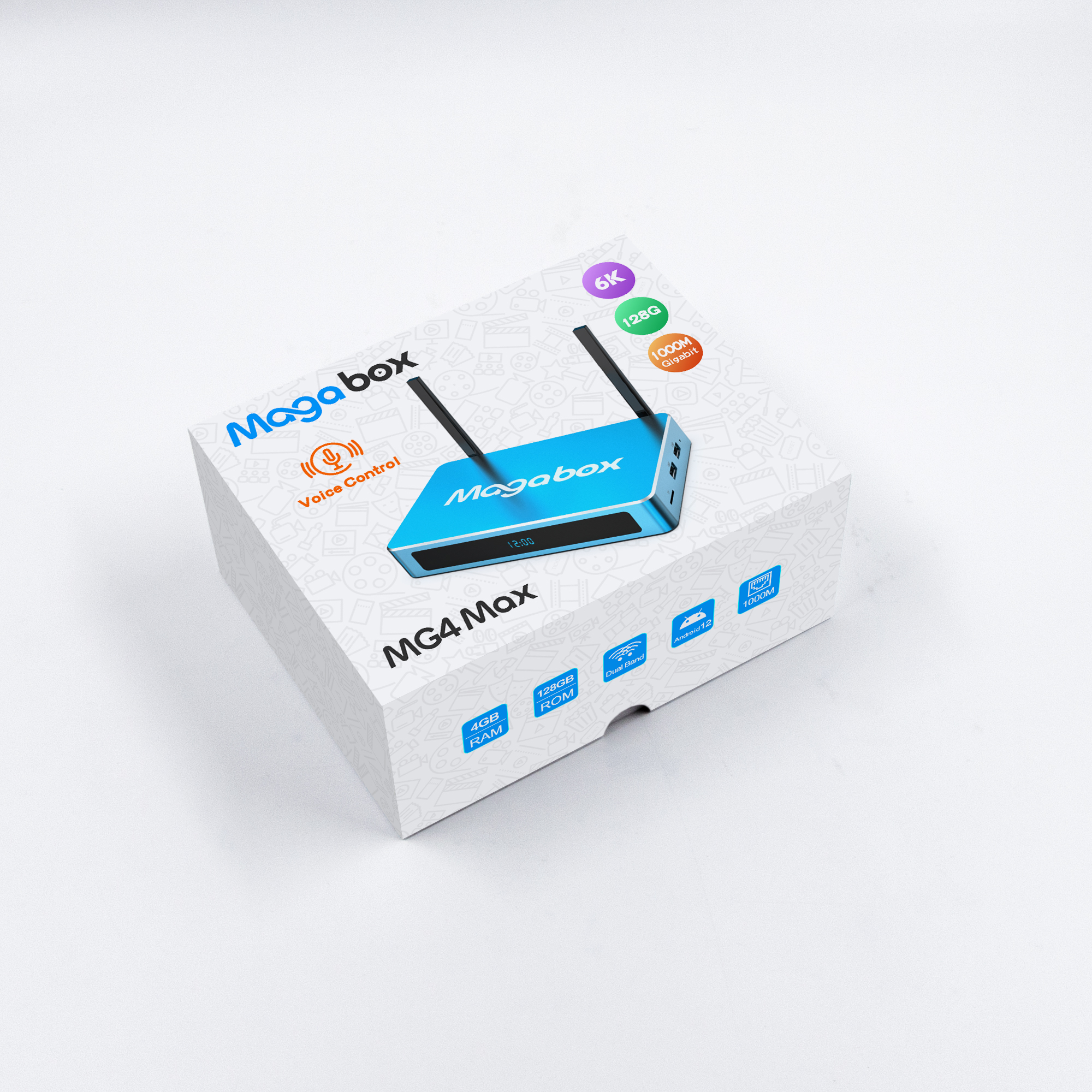 Latest Android 11 4/128GB 1000M Dual band wifi Magabox MAX USA IPTV BOX with Voice control remote