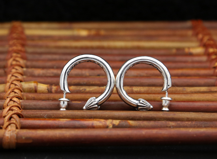 Hoop Earrings 925 Sterling Silver Crosses Relievos Gothic Punk Hip-hop Hand-made Designer Vintage Luxury Jewelry Accessories Gift