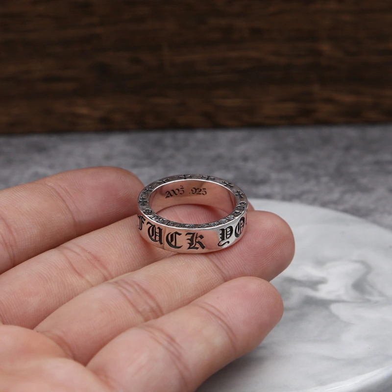 FKU Crosses Band Rings 925 Sterling Silver Gothic Punk Hip-Hop Vintage Antique Vintage Handmade Designer Jewelry Accessories Gifts