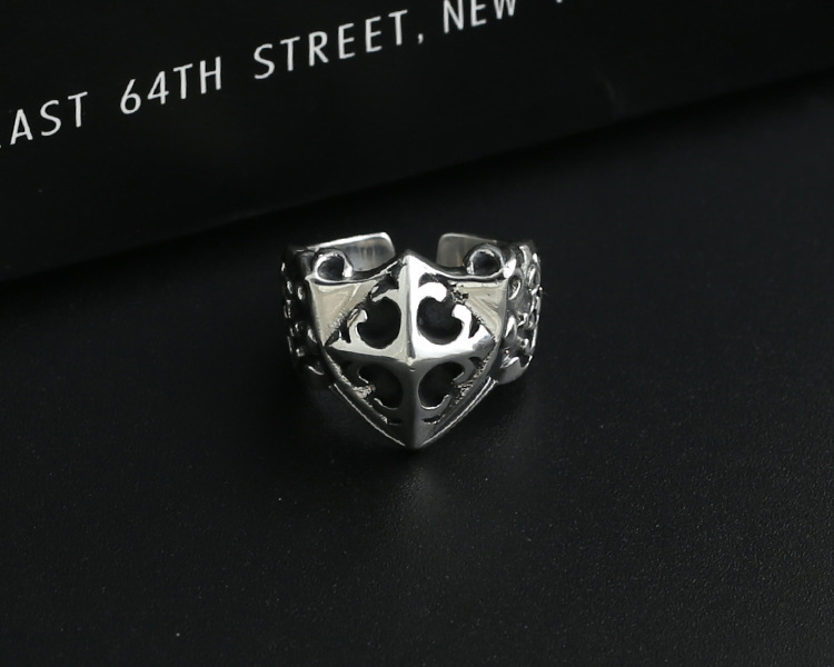925 sterling silver handmade vintage rings American Europe punk style antique silver designer crosses adjustable open ring