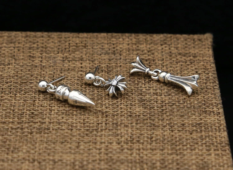 925 sterling silver handmade vintage dangle post earrings American European antique silver designer sword crosses dangle earrings punk style luxury jewelry gifts