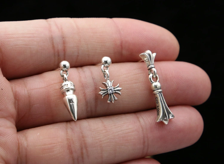 925 sterling silver handmade vintage dangle post earrings American European antique silver designer sword crosses dangle earrings punk style luxury jewelry gifts