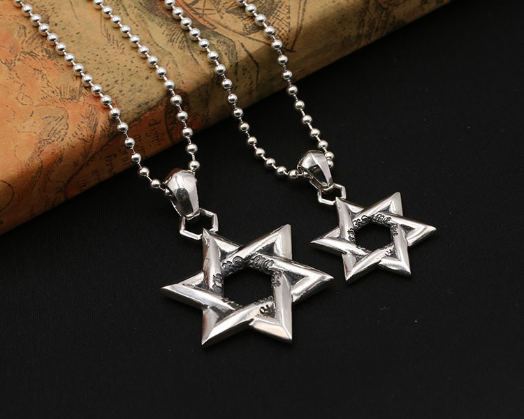 925 sterling silver handmade vintage necklace pendants American European antique silver designer six-pointed star pendants without chain punk style luxury jewelry