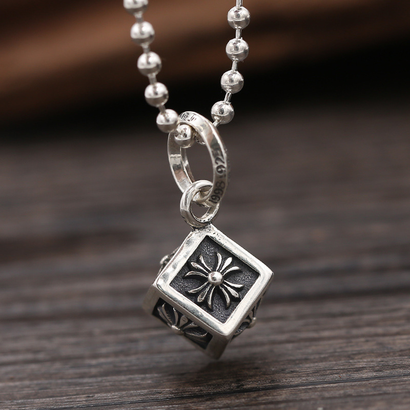 925 sterling silver handmade vintage necklace pendants American European antique silver designer crosses anchors cube pendants without chain punk style luxury jewelry