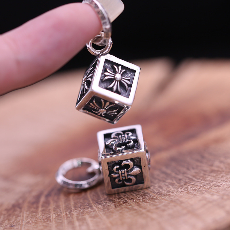 925 sterling silver handmade vintage necklace pendants American European antique silver designer crosses anchors cube pendants without chain punk style luxury jewelry