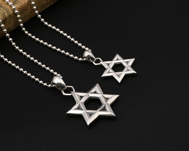 925 sterling silver handmade vintage necklace pendants American European antique silver designer six-pointed star pendants without chain punk style luxury jewelry