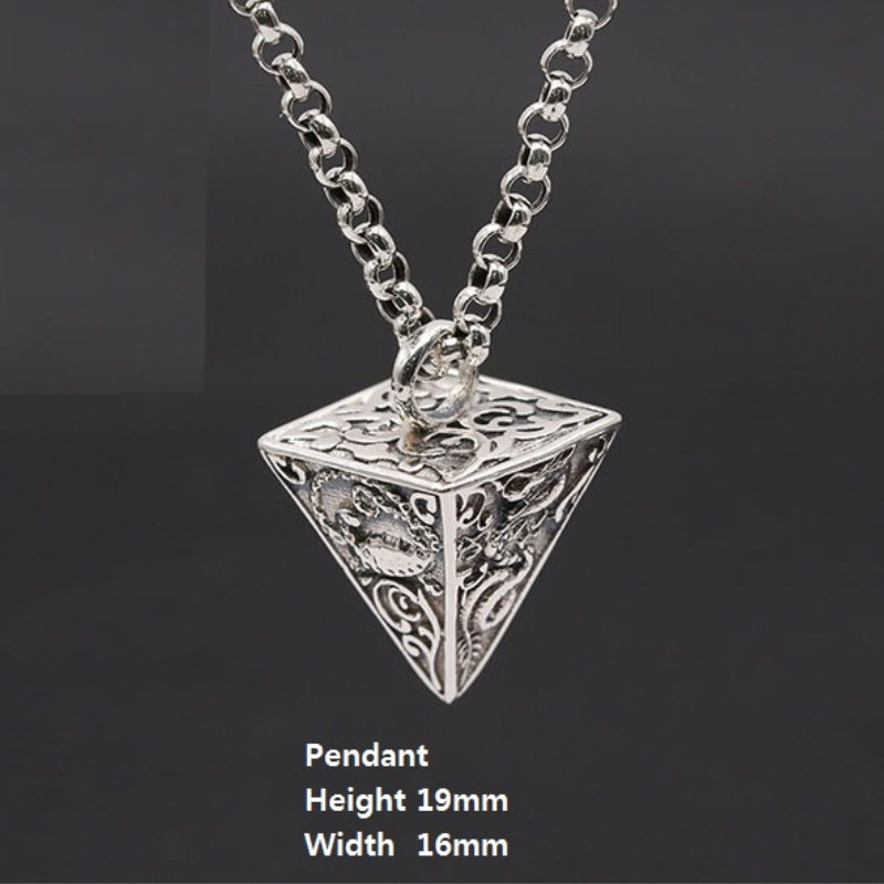 925 sterling silver handmade vintage necklace pendants American European antique silver designer pyramid Four great god beast pendants without chain punk style luxury jewelry