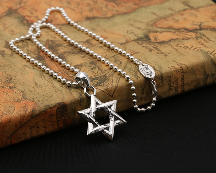 925 sterling silver handmade vintage necklace pendants American European antique silver designer six-pointed star pendants without chain punk style luxury jewelry