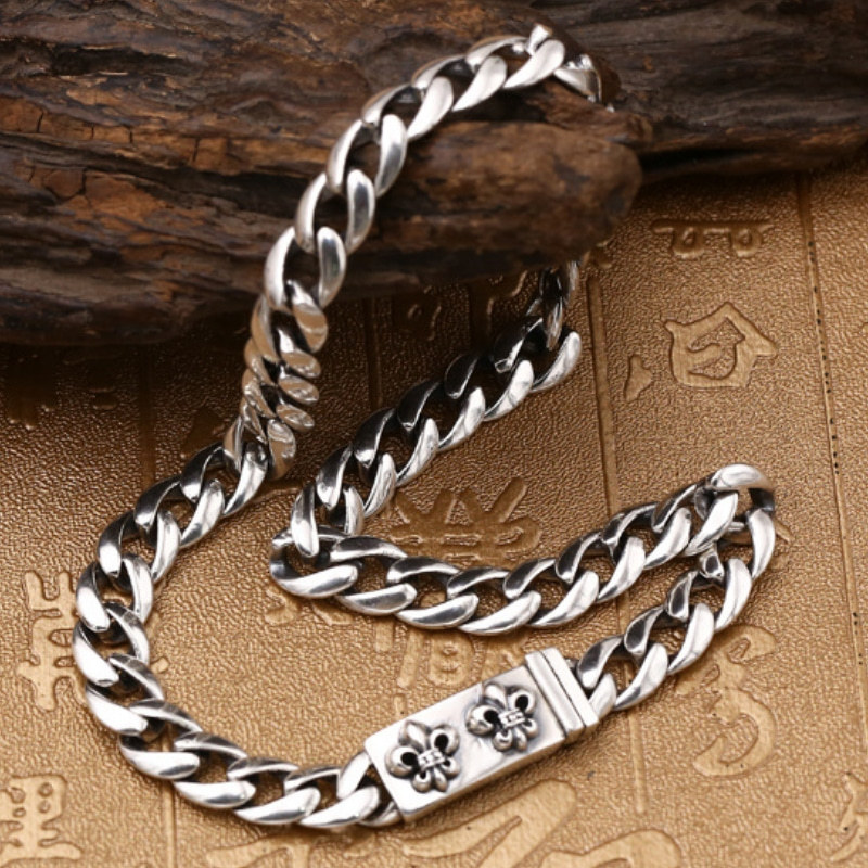 Link Chain Necklaces Double Crosses Anchors 925 Sterling Silver Links 37 cm Gothic Punk Chains Handmade Designer Fine Jewelry Accessories Gifts for Men Women