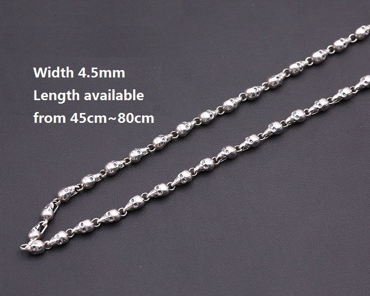 Skull Links Chains 925 Sterling Silver Necklaces 45 50 55 60 65 70 cm Gothic Punk Vintage Handmade Designer Chain Luxury Fine Jewelry Accessories Gifts for Men Women