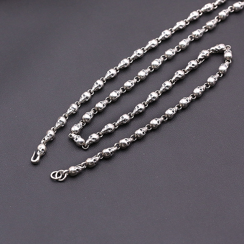 Skull Links Chains 925 Sterling Silver Necklaces 45 50 55 60 65 70 cm Gothic Punk Vintage Handmade Designer Chain Luxury Fine Jewelry Accessories Gifts for Men Women