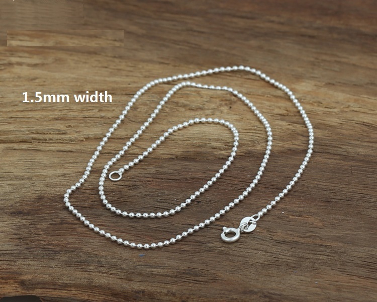 925 sterling silver ball chain necklace American European handmade designer original silver vintage jewelry necklaces punk style