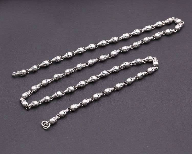 Skull Links Chains 925 Sterling Silver Necklaces 45 50 55 60 65 70 cm Gothic Punk Vintage Handmade Designer Chain Luxury Fine Jewelry Accessories Gifts for Men Women