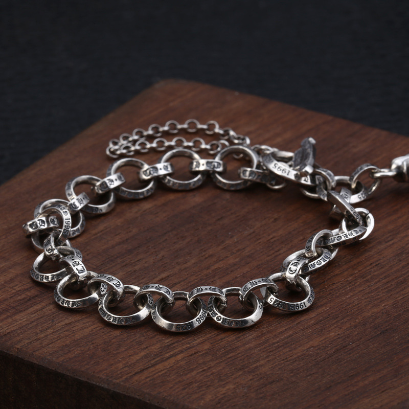 Chain Bracelets 925 Sterling Silver 17 18 19 20 21 22cm Round Links Antique Gothic Punk Vintage Handmade Chains Bracelet Toggle clasps Jewelry Accessories Gifts