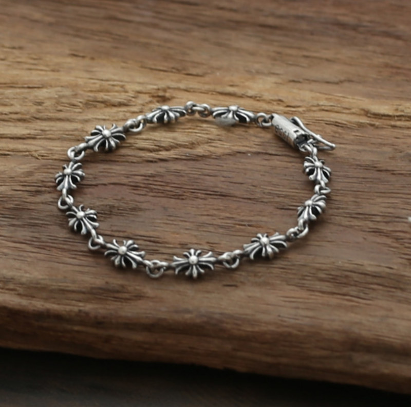 925 sterling silver crosses link chain bracelets American European antique designer jewelry bracelets stylish punk style