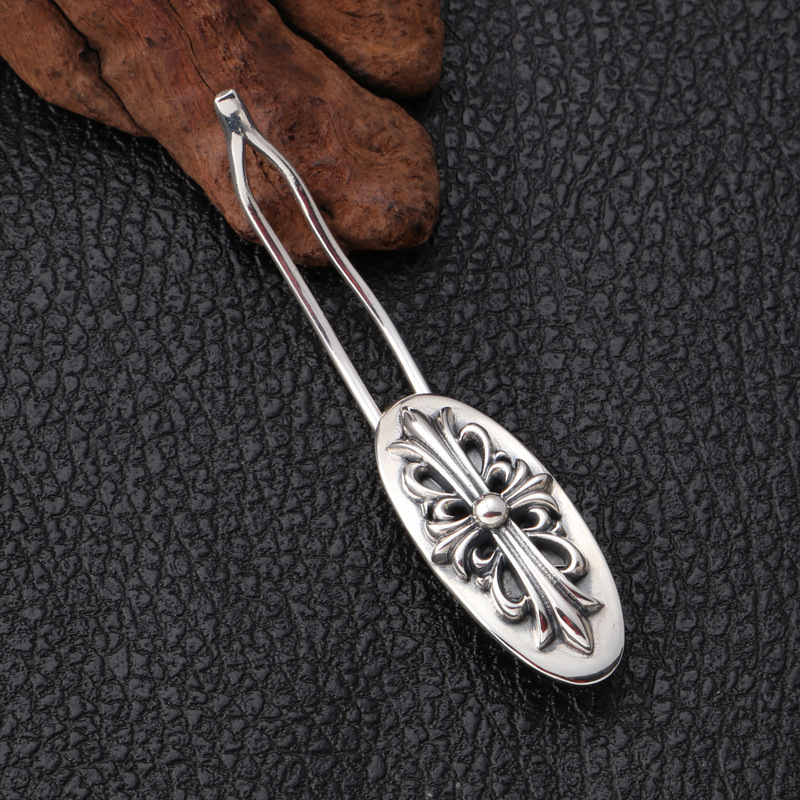 925 sterling silver handmade cross clip hairpin bobby pin hair slide American European antique silver designer hair accessories