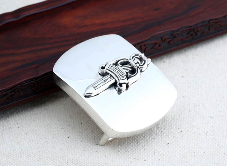 925 sterling silver handmade sword belt buckle American European antique silver designer fashion accessories for men and women