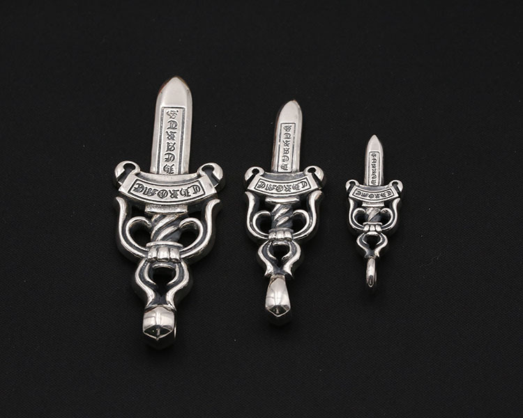 925 sterling silver handmade vintage necklace pendants American European antique silver designer sword pendants without chain punk style luxury jewelry