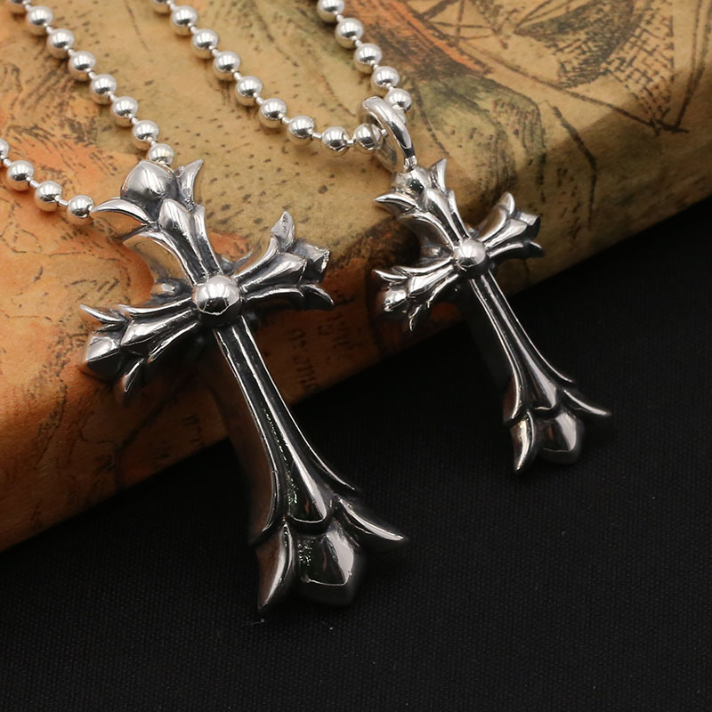 Double Crosses Pendant Necklaces 925 Sterling Silver Ball chain Vintage Gothic Punk Hip-hop Handmade Timeless Jewelry Accessories Gifts For Men Women 45 50 55 60 cm