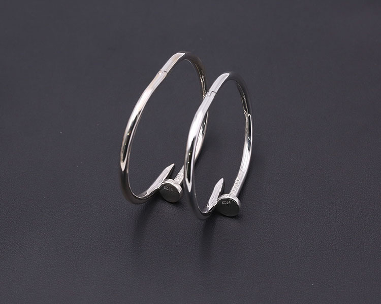 Nails Bangle Bracelet 925 Sterling Silver Gothic Punk Vintage Handmade Cuff Bracelets Jewelry Accessories Gifts For Men Women 58 53 mm ID