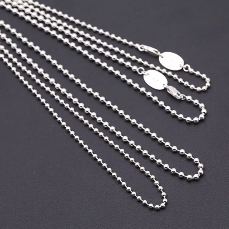 925 sterling silver ball chain necklace American European handmade designer antique silver vintage jewelry necklaces punk style