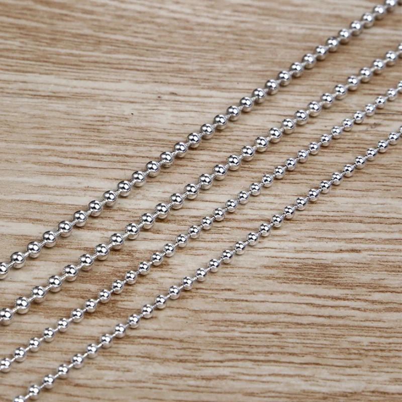 925 sterling silver ball chain necklace American European handmade designer antique silver vintage jewelry necklaces punk style