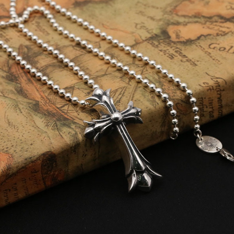 Double Crosses Pendant Necklaces 925 Sterling Silver Ball chain Vintage Gothic Punk Hip-hop Handmade Timeless Jewelry Accessories Gifts For Men Women 45 50 55 60 cm