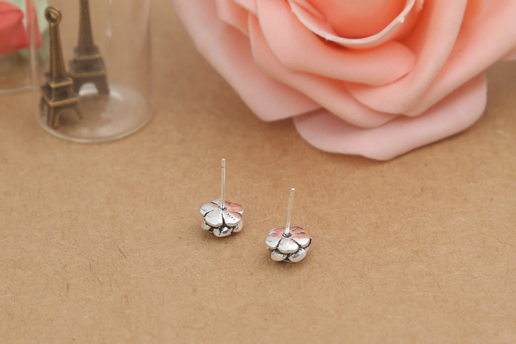 925 sterling silver handmade vintage stud post earrings American European antique silver designer rose flower earrings nice gifts