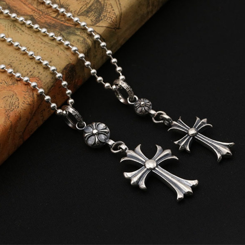 Crosses Pendant Necklaces 925 Sterling Silver Ball chain Vintage Gothic Punk Hip-hop Timeless Fashion Jewelry Accessories Gifts For Men Women 45 50 55 60 cm