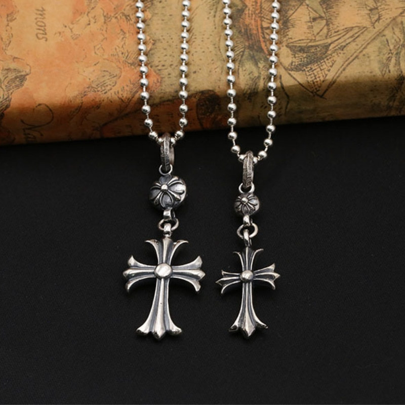 Crosses Pendant Necklaces 925 Sterling Silver Ball chain Vintage Gothic Punk Hip-hop Timeless Fashion Jewelry Accessories Gifts For Men Women 45 50 55 60 cm