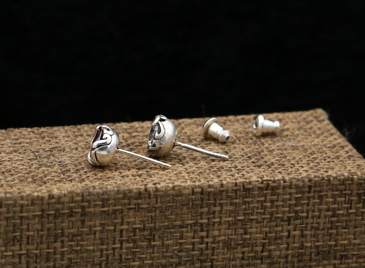 925 sterling silver handmade vintage stud post earrings American European antique silver designer earrings with stones nice gifts