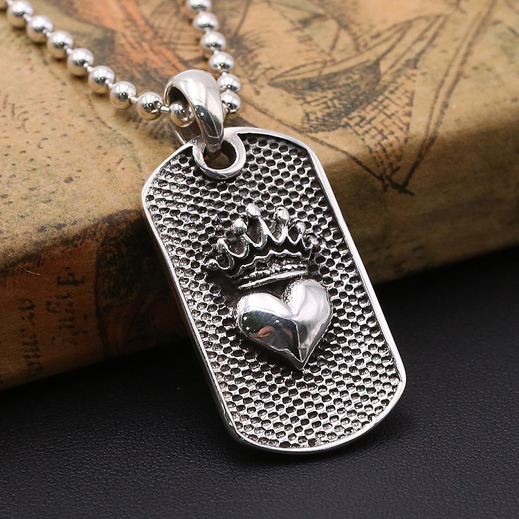 925 sterling silver handmade vintage necklace pendants American European antique silver designer heart and crown pendants without chain punk style luxury jewelry