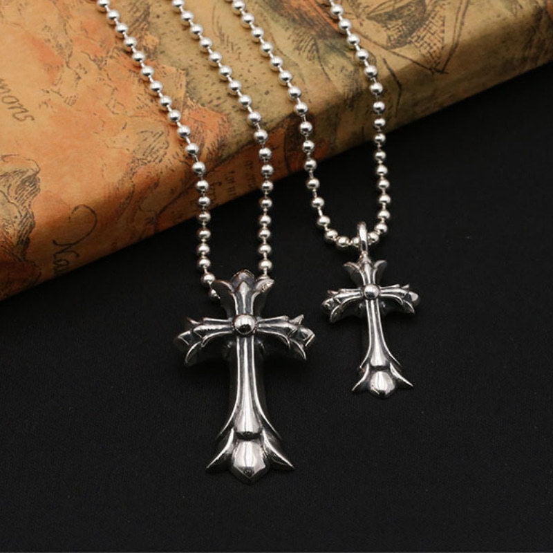 Double Crosses Pendant Necklaces 925 Sterling Silver Ball chain Vintage Gothic Punk Hip-hop Handmade Timeless Jewelry Accessories Gifts For Men Women 45 50 55 60 cm