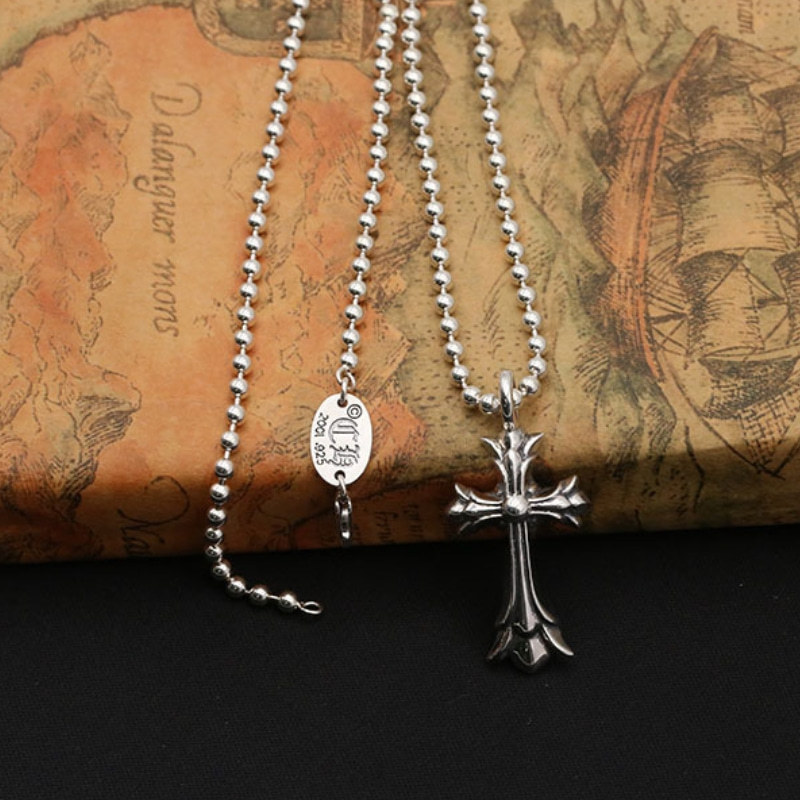 Double Crosses Pendant Necklaces 925 Sterling Silver Ball chain Vintage Gothic Punk Hip-hop Handmade Timeless Jewelry Accessories Gifts For Men Women 45 50 55 60 cm