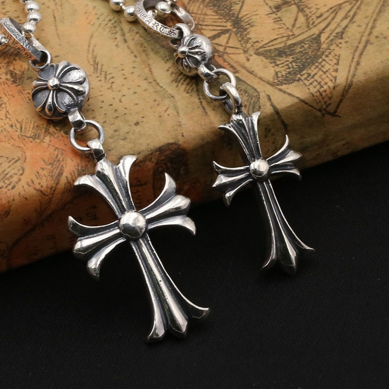 Crosses Pendant Necklaces 925 Sterling Silver Ball chain Vintage Gothic Punk Hip-hop Timeless Fashion Jewelry Accessories Gifts For Men Women 45 50 55 60 cm