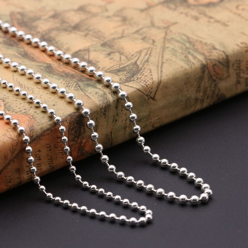 925 sterling silver ball chain necklace American European handmade designer antique silver vintage jewelry necklaces punk style