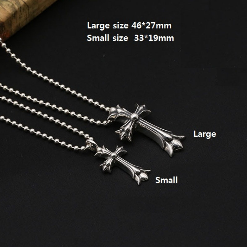 Double Crosses Pendant Necklaces 925 Sterling Silver Ball chain Vintage Gothic Punk Hip-hop Handmade Timeless Jewelry Accessories Gifts For Men Women 45 50 55 60 cm