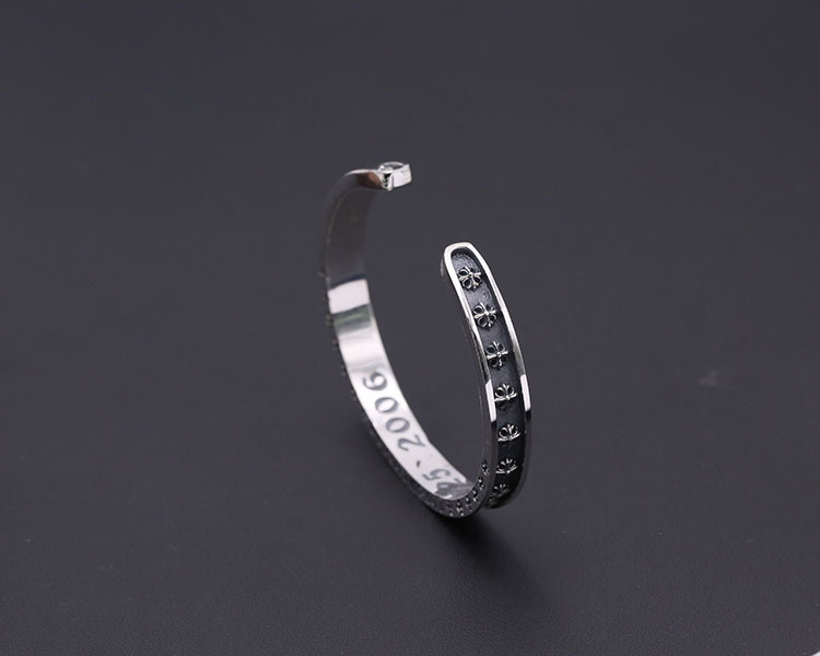 Crosses Bangle Bracelet 925 Sterling Silver Gothic Punk Vintage Handmade Cuff Bracelets Jewelry Accessories Gifts For Men Women 60 mm ID