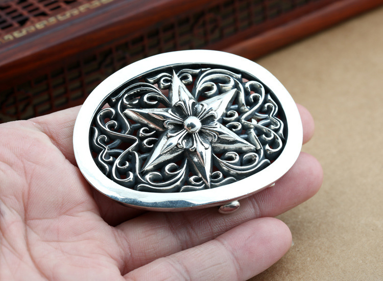 925 sterling silver handmade belt buckle American European antique silver designer fashion accessories for men and women