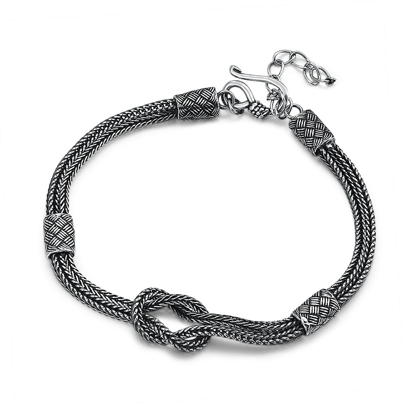 925 sterling silver handmade vintage bracelets American European antique silver designer crosses  men's snake chain bracelets stylish fashionable punk style