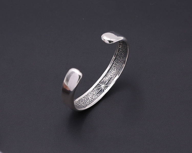 Stars Scroll Bangle Bracelet 925 Sterling Silver Gothic Punk Vintage Handmade Cuff Bracelets Jewelry Accessories Gifts For Women 62 mm ID