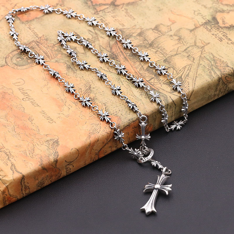 crosses link chain pendant 925 sterling silver adjustable necklaces antique silver designer luxury jewelry