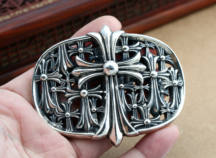 925 sterling silver handmade crosses belt buckle American European antique silver designer fashion accessories for men and women