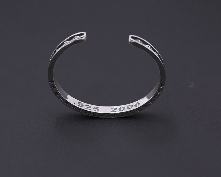 Crosses Bangle Bracelet 925 Sterling Silver Gothic Punk Vintage Handmade Cuff Bracelets Jewelry Accessories Gifts For Men Women 60 mm ID