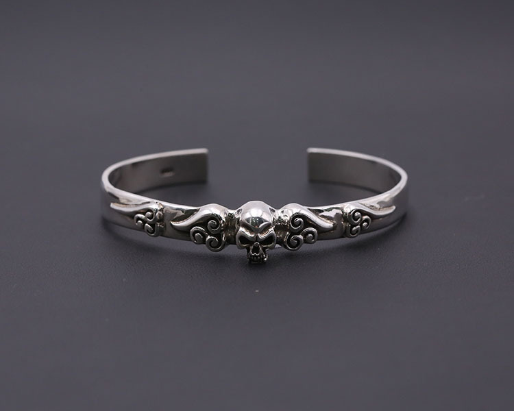 Skull Clouds Bangle Bracelet 925 Sterling Silver Gothic Punk Vintage Handmade Cuff Bracelets Jewelry Accessories Gifts For Women 66 mm ID
