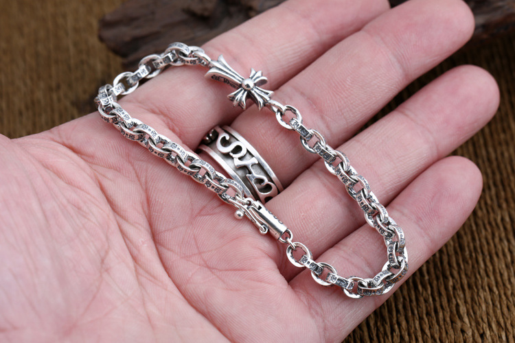 5mm Paper Chain Bracelets 925 Sterling Silver 20 cm Links Crosses Antique Gothic Punk Vintage Handmade Chains Bracelets Jewelry Accessories Gifts