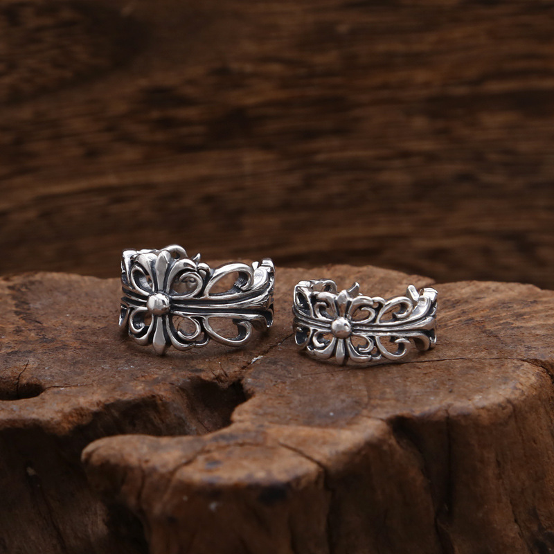 Vintage 925 sterling silver handmade crosses adjustable rings American European punk style antique silver designer jewelry rings for men and women