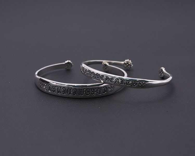 Crosses Letters Bangle Bracelet 925 Sterling Silver Gothic Punk Vintage Handmade Cuff Bracelets Jewelry Accessories Gifts For Men Women 59 60 mm ID