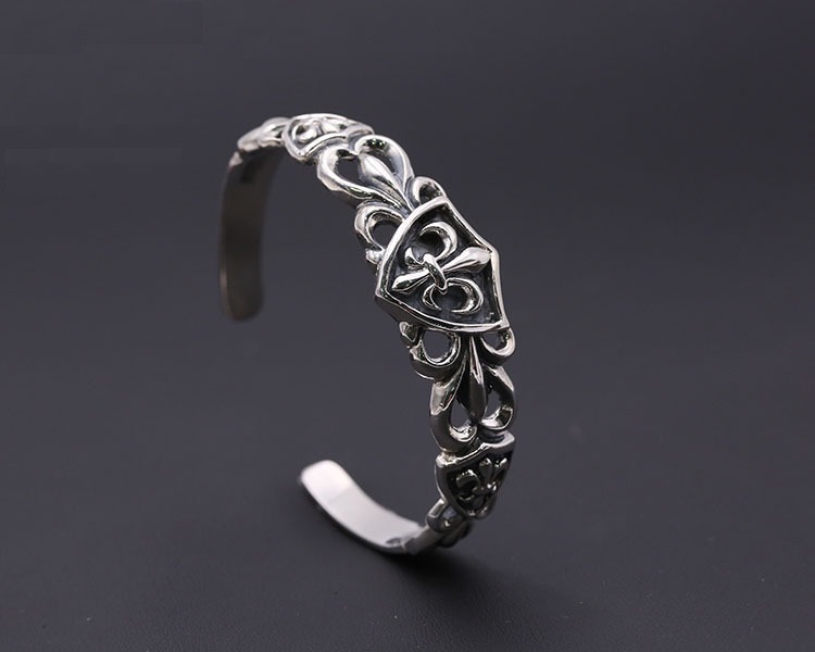 Anchors Hollowed-out Bangle Bracelet 925 Sterling Silver Gothic Punk Vintage Handmade Cuff Bracelets Jewelry Accessories Gifts For Women 62 mm ID