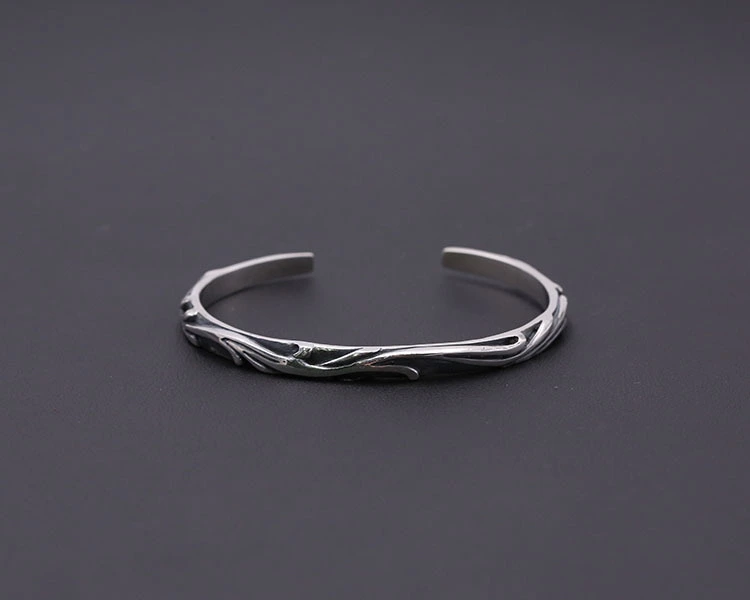 925 sterling silver handmade scroll vintage bangles American European antique silver designer jewelry adjustable open bangles bracelets